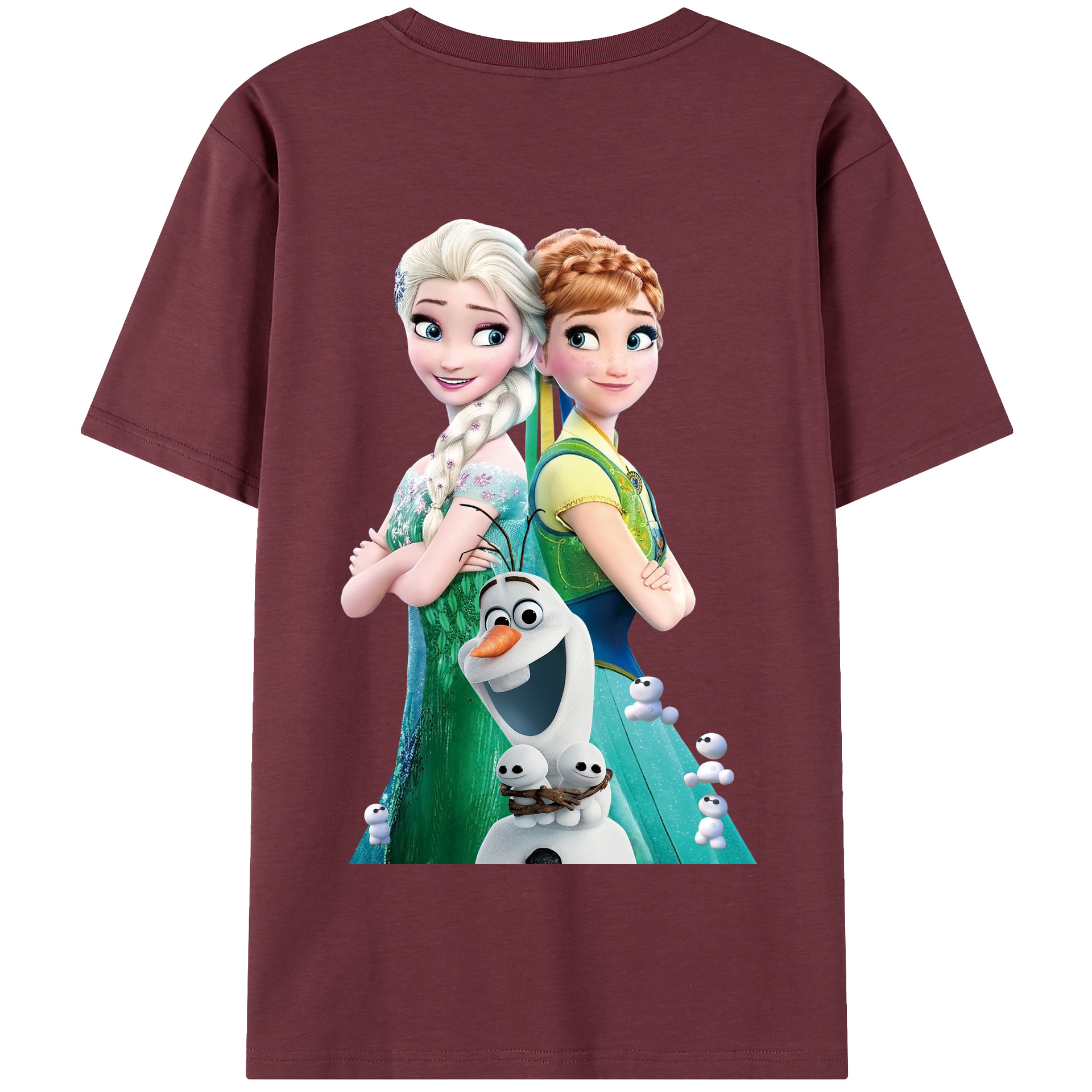 （画像用） アナと雪の女王 アンナ エルサ Frozen Anna Elsa 綿100％半袖Tシャツ（背面プリント）